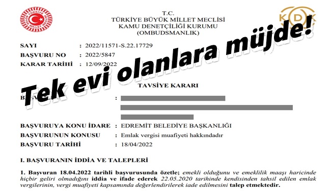 Tek evi olanlar başvurabilecekmiş.