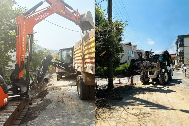 Yağmur suyu hattı yapım çalışmaları sürüyor.
