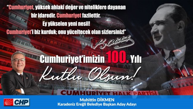 Cumhuriyetimizin 100.yıl'ı kutlu olsun.