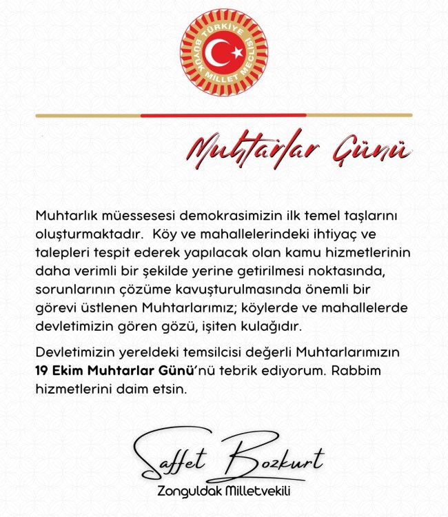 Bozkurt; ''Rabbim hizmetlerini daim etsin.''