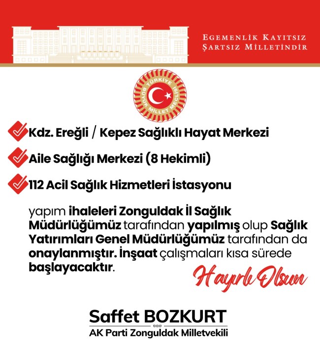 Bozkurt; "Sağlık merkezi inşaat çalışmaları başlıyor."