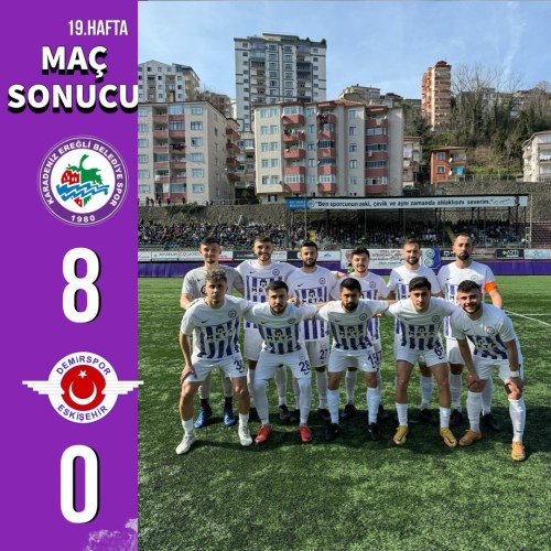 Kdz. Ereğli Belediyespor rakibini 8-0 mağlup ederek haftayı 3 puanla kapattı.