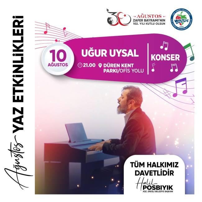 Cumartesi akşamı Uğur Uysal konserine davetlisiniz.