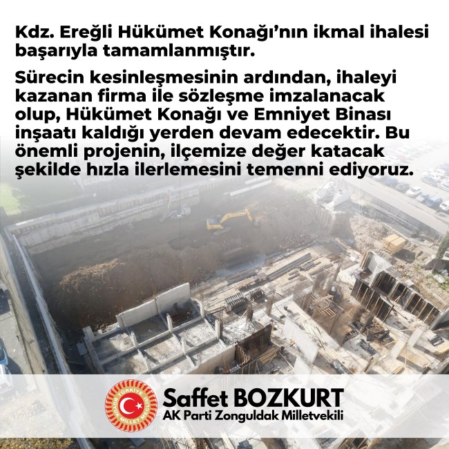 Hükümet konağı'nın İkmal ihalesi başarıyla tamamlanmıştır.