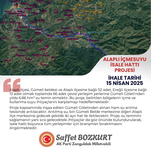 Gümeli Göletinden alınan ham su arıtma tesisinde arıtılacaktır.