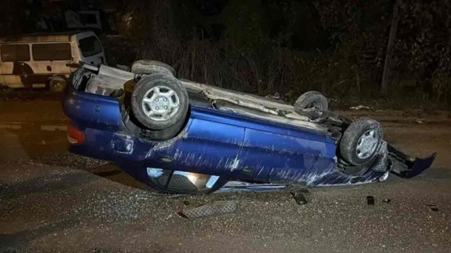 Kontrolden çıkarak takla atan otomobilin sürücüsü yaralandı