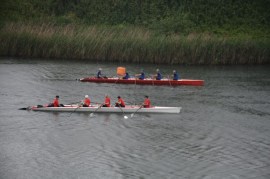 Nehirde ki Kürek yarışının tamamlanmasına yağmur da fırsat tanıdı.
