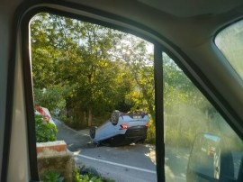 Türkali yolunda otomobilin takla attığı korkunç bir kaza yaşandı.
