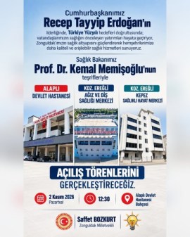 Toplu açılış yapılacak. Programın merkezi Alaplı
